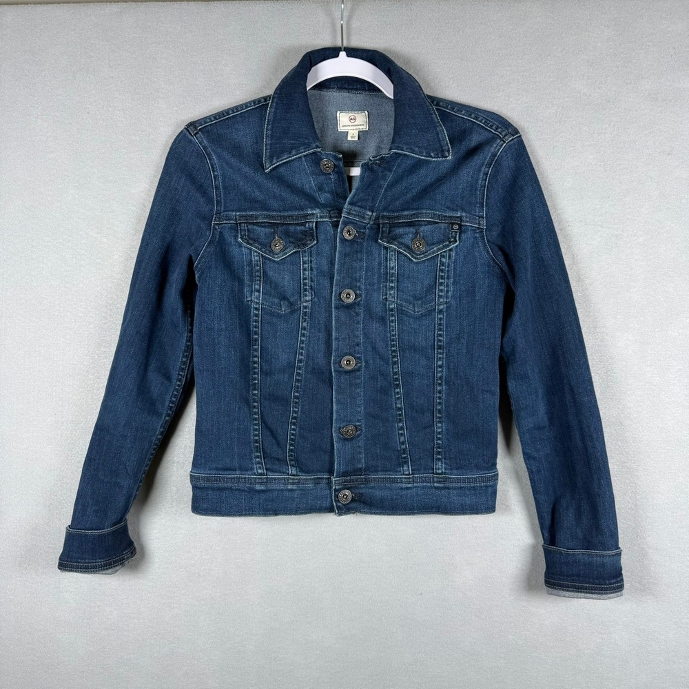 AG Adriano Goldschmied Womens S Denim Jacket Blue Mody Dark Wash Stretch Classic